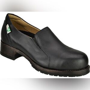 Black Mellow Walk Vanessa’s Leather Steel Toe Slip-On Shoes Size 6.